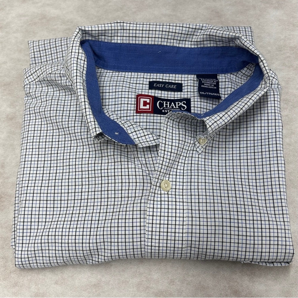 Chaps Blue‎ and White Grid Pattern Casual Shirt XL Long sleeves